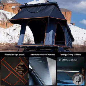 Roof Rack Tent with Double-Layer Extended Canvas, Aluminum Ladder, 4×4 Vehicle, One Bedroom, Living Room, Four-Season