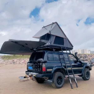 Roof Top Tent Aluminum Hard Shell Rooftop Tent with LED Light&Ladder All Season for Car