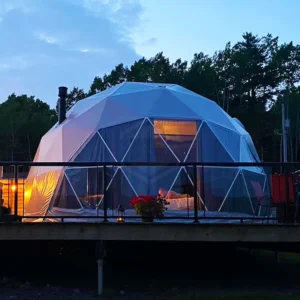 Round Glamping Dome Tent with Bathroom, Canvas