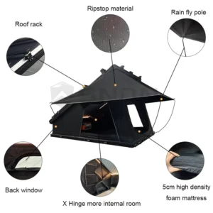 SNDN High Quality 4 Season X Fold Roof Top Tent Aluminum Waterproof 4 Person X Hinge Rooftop Tent Hardshell for 4×4 Car Camping