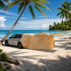 SUV Tailgate Inflatable Shelter 210D Oxford Rear Vehicle Tent 380 X 230 X 190 Cm Universal Air Frame Bulk