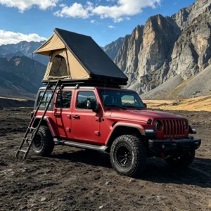 SUV Tailgate Rooftop Tent for Offroad Aluminum Triangle Hard Shell for Cars and Campers with Window