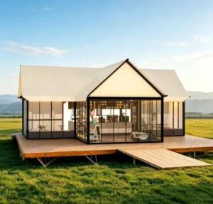 Safari Glamping Tent 6x12m with Canopy and Inner Tent, 90 m2, Waterproof Fireproof