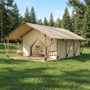 Safari Glamping Tent with Bathroom Luxury Canvas Waterproof Outdoor Hotel Resort Supply
