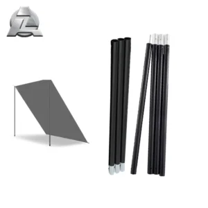 Shockcord and Endtip Black Pole 6063 Series Aluminum Alloy Telescopic Tent Pole with Button Lock