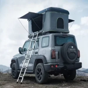 Side Open Large Size Aluminum Hard Shell Roof Tent With Solar Panel Fit Most Offroad Family Vehicles 4 Person Rooftop Tent
