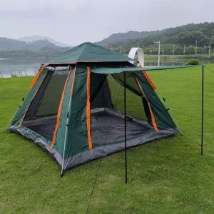 Silver-Coated All-Season 210D Oxford Cloth Outdoor Camping Tent, Foldable Automatic Sun-Proof Beach Tent, 34 People