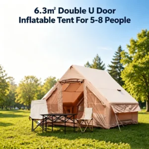 Single Door 6.3sqm Top Window Tent Ventilation Cabin for Resort Outdoor Glamping UV Protection Forenia Inflatable Camping Tent