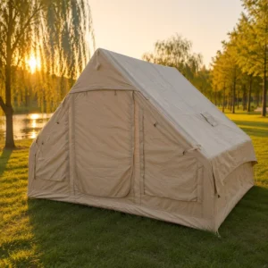 Single Door Inflatable Tent 6.3sqm Entry Level 210D Oxford Cloth Khaki Glamping Air Cabin Simple Structure Budget Outdoor