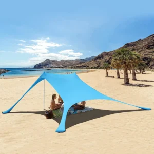 Single-Layer One-Bedroom Family Outdoor Camping Beach Tent, Extended Sunshade Canopy, PVC Fabric, Four-Season