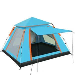Single Layer Oxford Cloth Pop up Tent 3-4 Person Square Design for Family Picnics Outdoor Camping Supplies