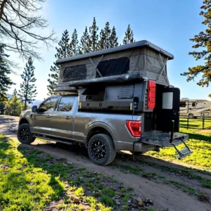 Sleep 2 to 3 Off Road Pickup Truck Camper Hard Floor Truck Camper with Tent Side for Hilux