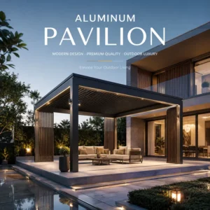 Smart Aluminum Pergola Canopy for Terrace, Garden, and Poolside with Motorized Sunshade and Rainproof Structure