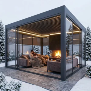 Snow Load Resistant Aluminum Pergola with Thickened Frame for Winter Outdoor Patio Use