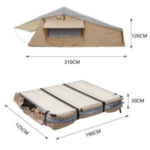 Camping Soft Shell Rooftop Tent, 3-4 Person, Skylight, 300D Oxford Fabric, Four-Season, Waterproof, Double Layer