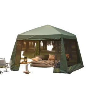 Square Three-Season Outdoor Tent with Skylight Multi-Person Rain & Mosquito Proof Sun Canopy for Beach Use
