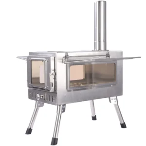 Stainless Steel Foldable Outdoor Camping Stove Portable Heating Stove Wood-Burning Stove for Picnic BBQ Backyard Survival