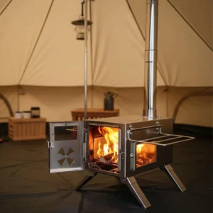 Stainless Steel Portable Geodome Tent Wood Stove & Oven for Camping Cold Weather Garden & Lawn Use
