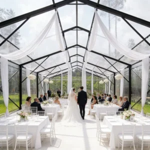 Starry Night Full Clear Roof Orangery Tent Tempered Glass Wall Atrium Cathedral Wedding Marquee Hall