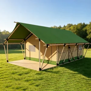 Starry Night Glamping Safari Tent Elevated Lattice Platform Lodge Tent Waterproof Canvas Cabin for Mountain Night Resort