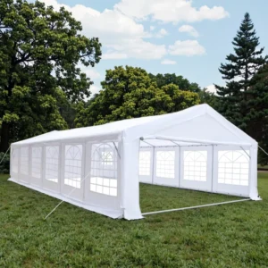 Steel Powder-Coated Garden Party Wedding Tent 20 x 40 ft with Peak Roof, Waterproof