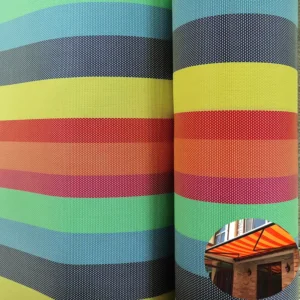 Stripe Teslin Mesh Fabric Wear-Resistant Jacquard PVC Coated Polyester Mesh Fabric for Outdoor Chairs Hammock