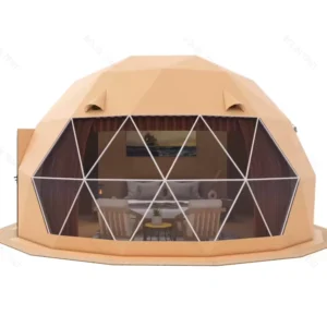 Strong 5m Diameter PVC Outdoor Hotel Dome House Glamping Geodesic Dome Tent