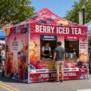 Summer Promotional Food Tent, Full-Color Berry Iced Tea Booth Canopy for Food Festivals and Retail Events