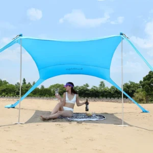 Summer Three-Season One-Bedroom Sun Shelter Camping Beach Canopy Tent with Carry Bag, Polyester