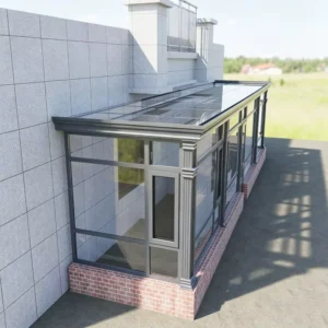 Sunroom With Built-In Solar-Shading Louver System for Hot-Climate Residential Villa Use