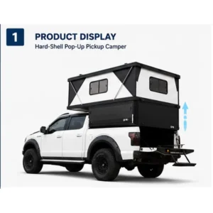 TP07W Upgraded Temper Glass Opening Door Truck Rooftop Tent Bed Utility Truck Camper Shell with Panoramic Windows