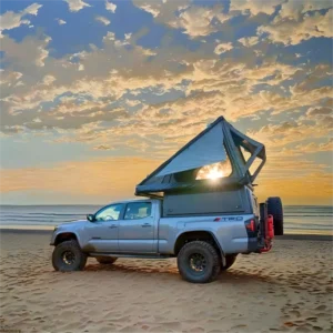 Tacoma Pickup Truck Bed Aluminum Pop-Up Camper Topper with Durable Canvas Fabric and Car Rooftop Tent