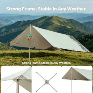 Tarp Tent for Picnic, Beach and Car Camping, Sun Protection, Windproof