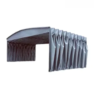 Telescopic Sliding Awning with Four Side Curtains, Double-Layer PVC and Galvanized Steel Frame