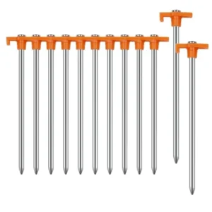 Tent Pegs Alloy Steel Sturdy Ground Stakes Camping Accessories 18cm (Orange 12pcs)