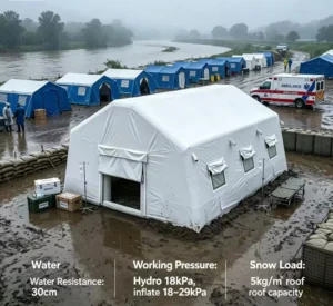 Thickened Safe Reliable Inflatable Tent Fast Deploy for Disaster Emergency Relief Operations