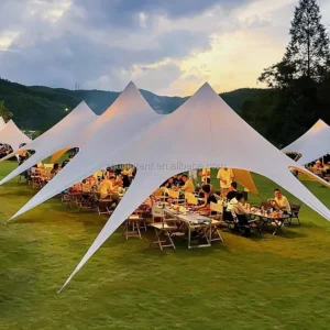 Three-Hump Colorful Cloud Canopy Awning, Four-Season Waterproof Oxford Fabric Wedding Marquee Tent