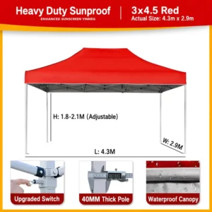Trade Show Pop-Up Gazebo 3x3m Waterproof Commercial Instant Canopy Tent for Events