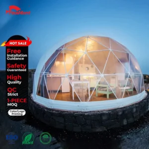 Transparent Geodesic Dome Tent for Glamping Resorts and Eco-Friendly Stargazing with Full Weather Protection