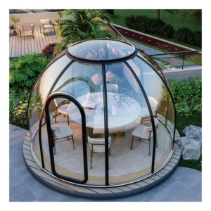 Transparent Inflatable Dome House Outdoor Camping Tent with Powder-Coated Metal Star Room