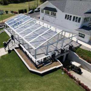 Transparent PVC Roof Wall White Strip Accents Aluminum Alloy Frame Summer Tent for Outdoor Concerts Celebrations Hosting 100-200