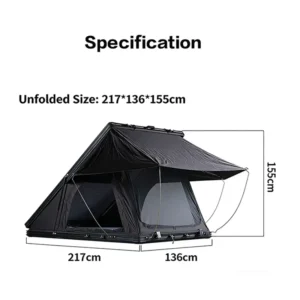 Triangle Aluminum Hard Shell Roof Top Tent Rainproof and Sunproof Oxford Fabric Canopy for Vehicle Roof 1-2person