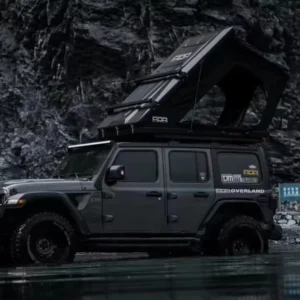 Triangle Aluminum Shell Automatic Vehicle Roof Top Tent One Bedroom Water Wind Proof Heavy Duty Support UV Resistant