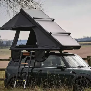 Triangle Hard Shell Rooftop Tent Car Camping Tent Nylon Fabric Double Layer Aluminum Hardshell Roof Top Tent with Solar Panel