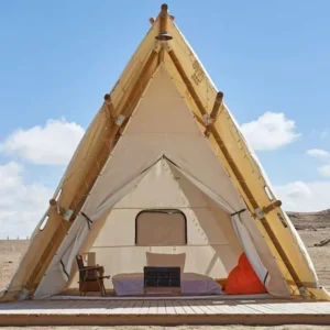Triangle Outdoor Camping A-Shape Luxury Canvas Safari Tent A-Type Hotel Resort Glamping Wooden Triangle Small Prefab House
