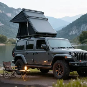 Triangular Automatic Aluminum Alloy Hard Shell Rooftop Tent for SUV Camping, Rainproof and Windproof