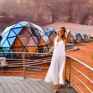 Triangular Tempered Glass Dome Tent Aluminum Poles Waterproof Durable UV Resistant 6-Person Capacity for Outdoor Hotel Use