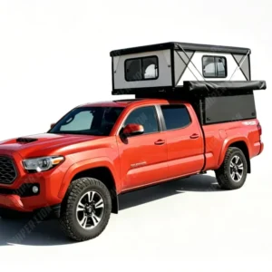 Truck Camper with Solar Panel, LED Lighting, Pop-Up Hard Shell, Four-Season Aluminum Construction for Overland Expeditions