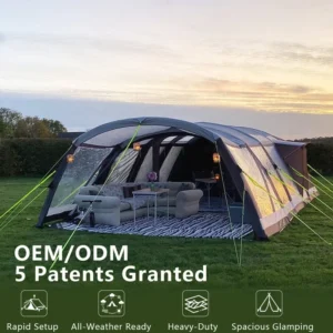 Tunnel Tent Outdoor Waterproof Inflatable 8 10 Persons Large Glamping Airpole Tent for Family Team Camping