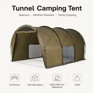 Tunnel Tent for Camping Four Season Waterproof Windproof Lightweight Outdoor 6 8 Person Large Family Tent Custom OEM